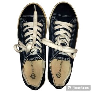 3/$25 Retro Fire shoes canvas sneakers blue white rubber soles sz 7